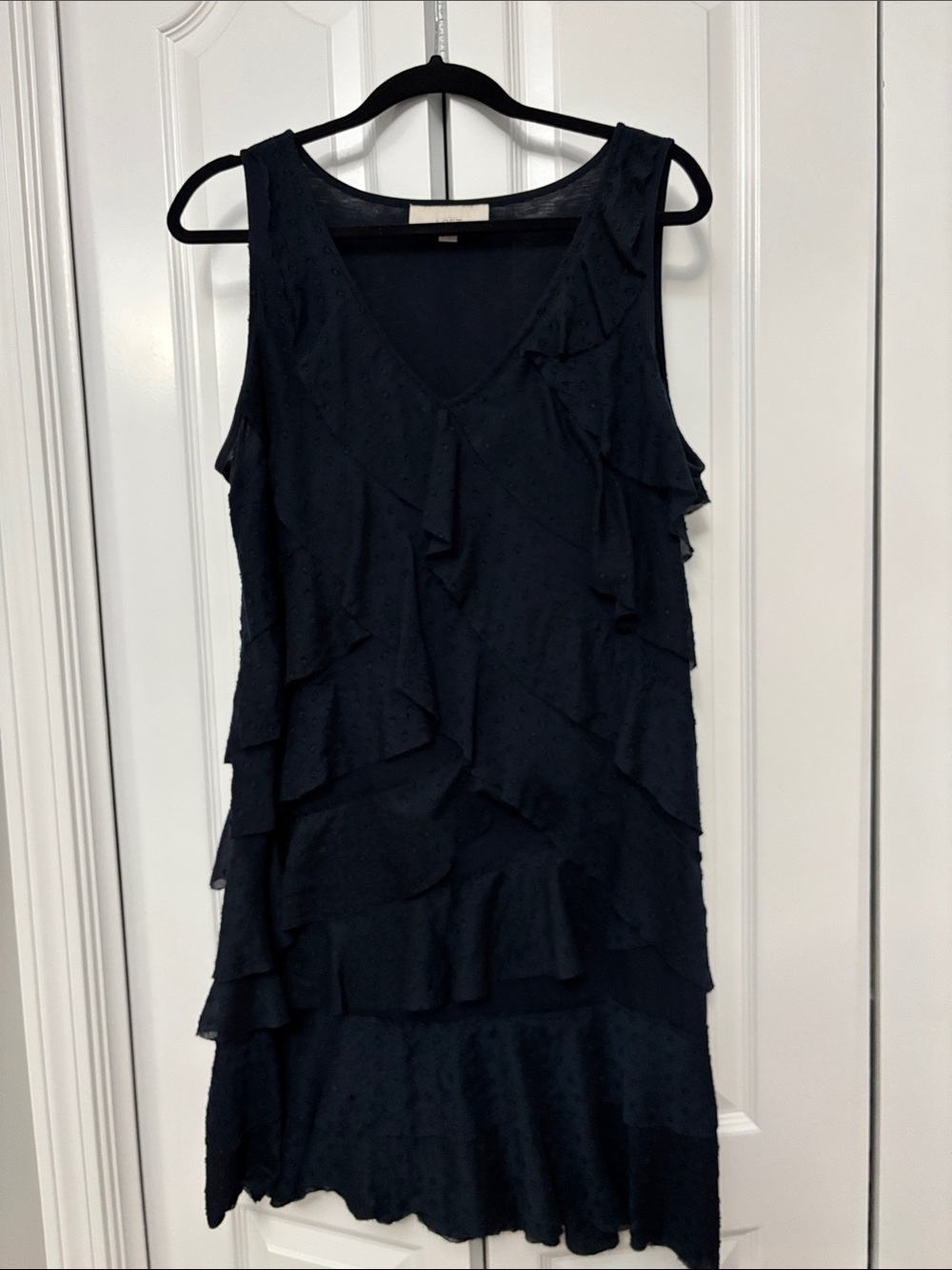 LOFT Navy Tiered Ruffle Sleeveless Mini Dress